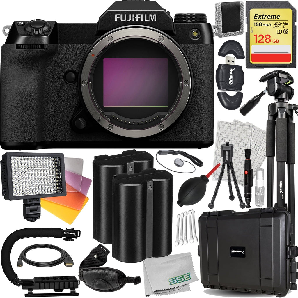 Camera 128GB - Format More FUJIFILM Only) Bundle (Body SDXC, Hard Medium GFX Bundle) Ultimaxx Batteries, Includes: Waterproof Extreme 50S Spare 2x Much II Mirrorless Deluxe & (25pc Case Lockable