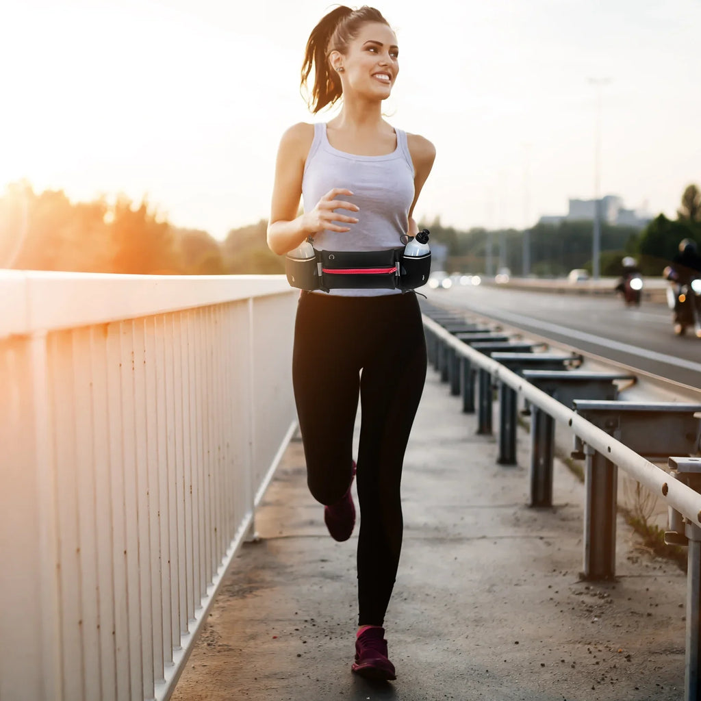 Water Pouch, Bottles, Blue Pack Waist Running Uxcell Running Belt Hydration with Dark