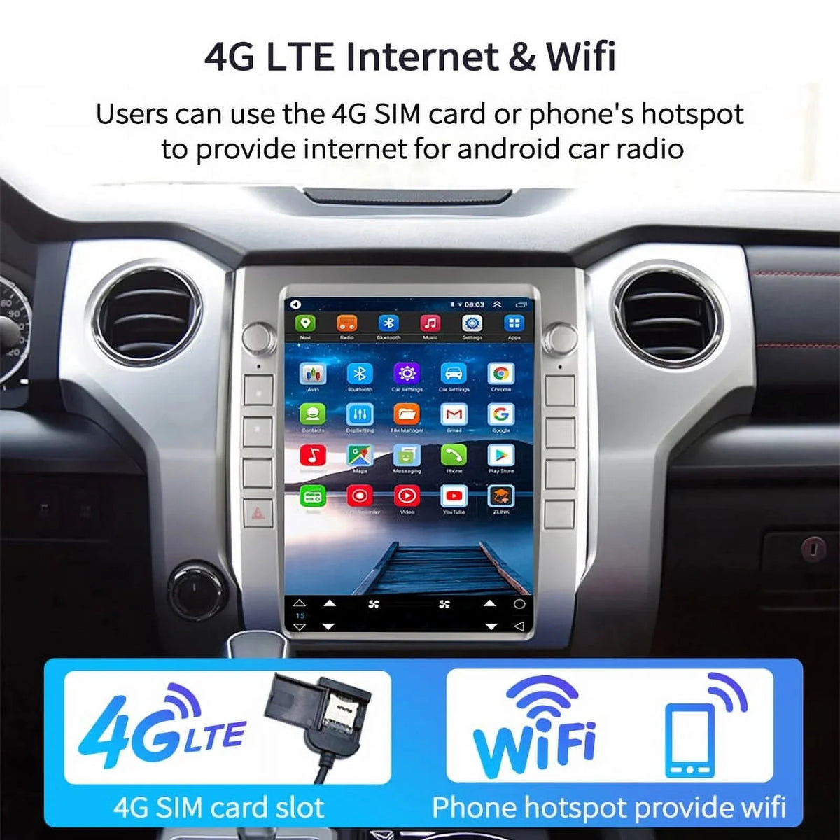 For Auto Android Tundra 2014-2020 , , Player Carplay Car Multimedia Head Toyota 4GB+64GB Radio Stereo Inch Car Built-in Unit Android 12.1
