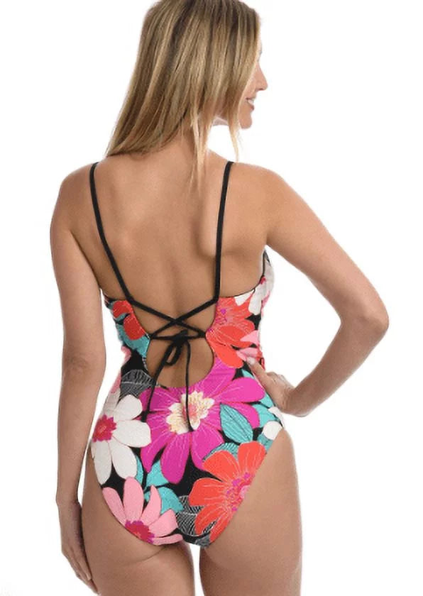 Knot Women's La Multi//in Swimsuit, Blanca One Full 6 Piece Front Bloom, Plunge