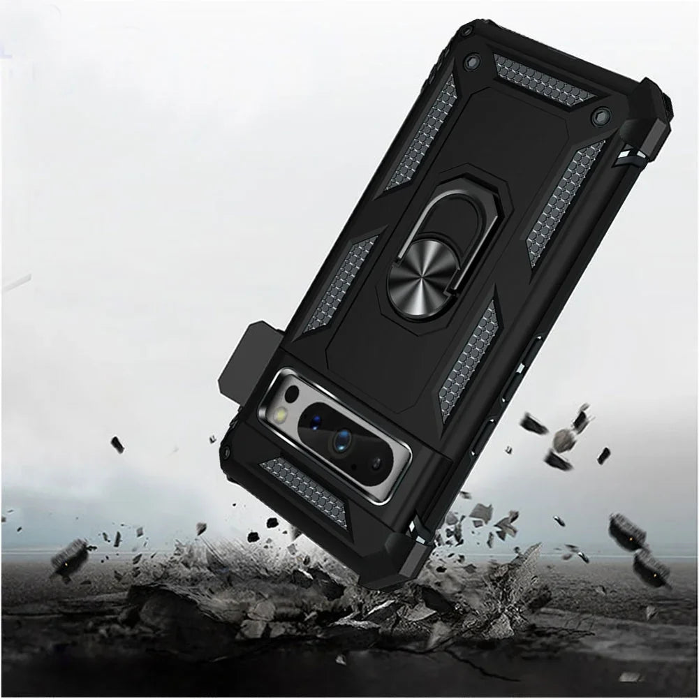 Pixel - for Google Case Ring 8 Clip Pro Drop-Proof Metal Google 8 Armor Cover Pixel Belt Kickstand Swivel Holster with Phones Combo Pro compatible