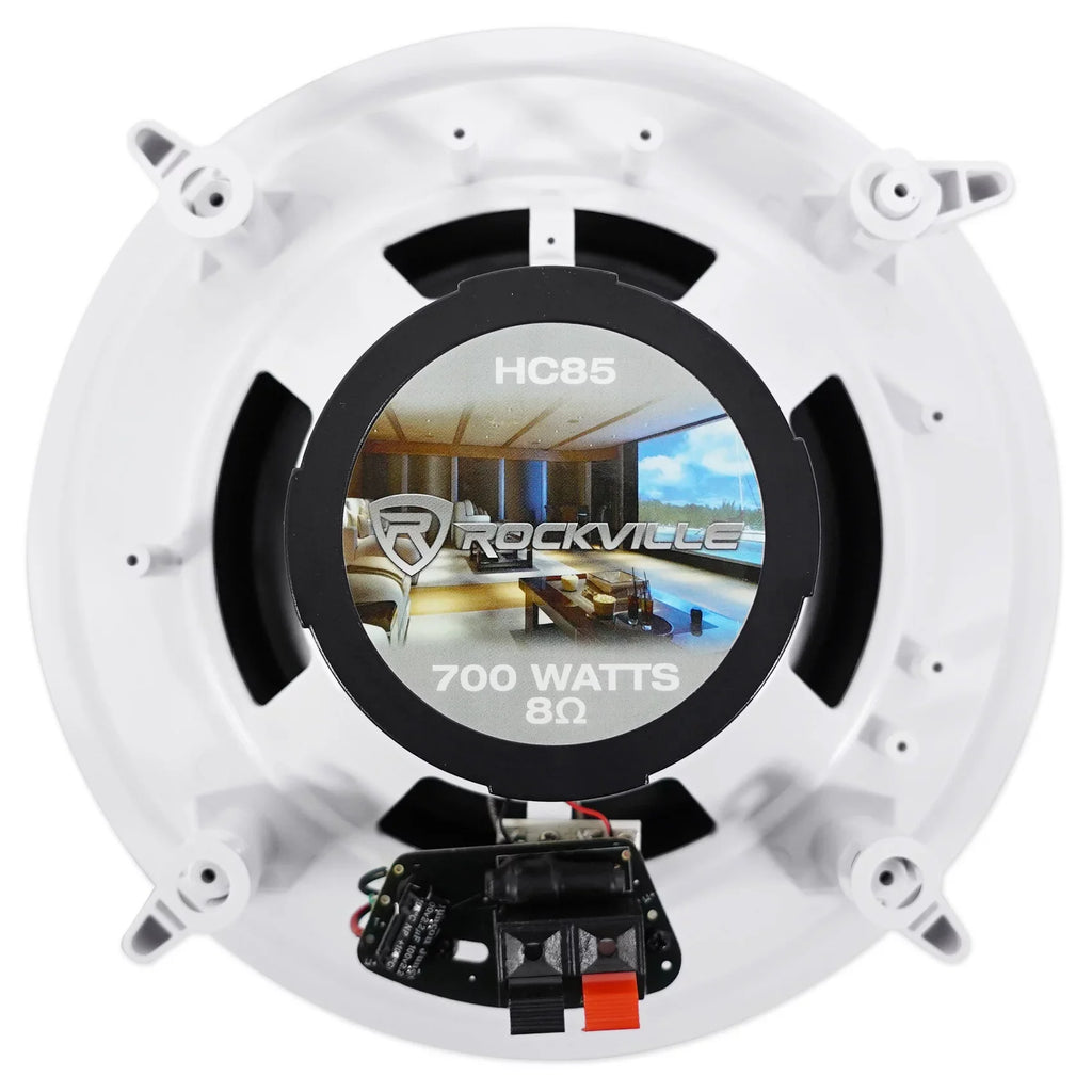 White 8" Kit 4-Room Audio Speakers Rockville Home Ceiling Receiver+(8) RPA40BT