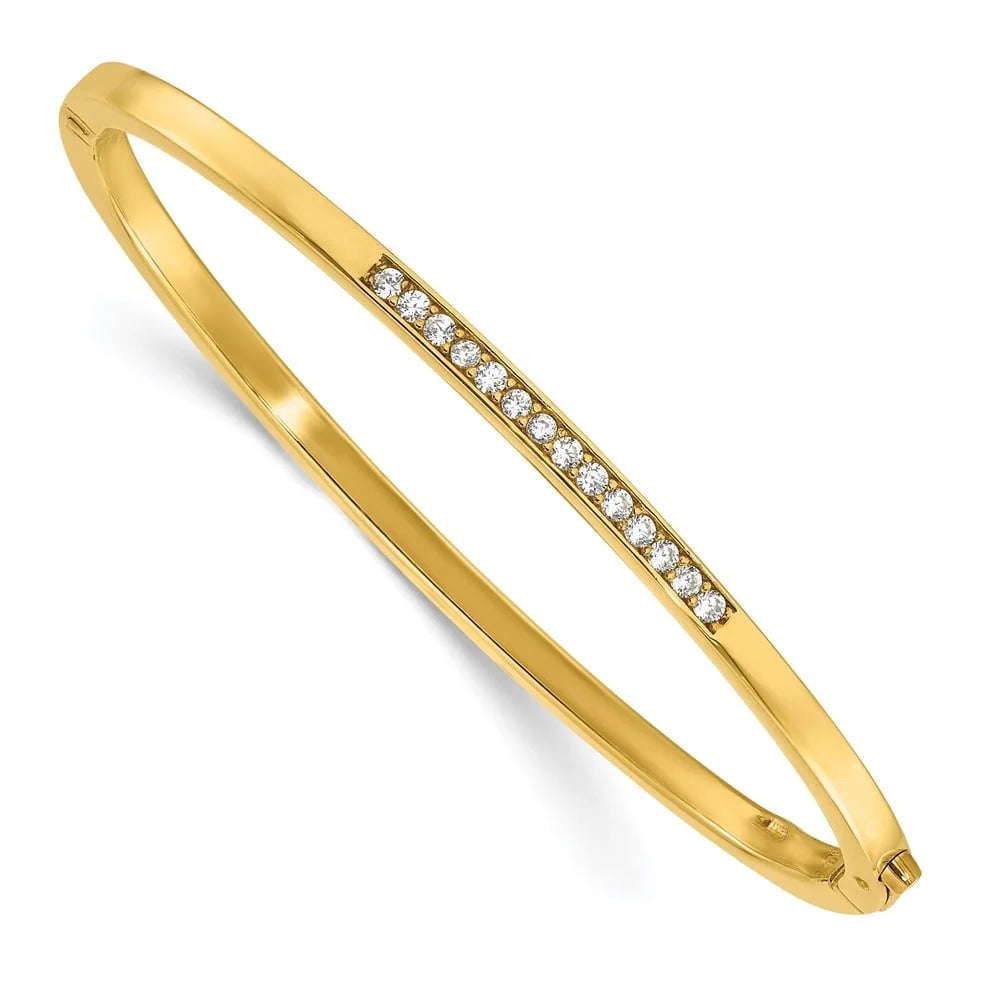 Fine CZ Women Bangle Hinged Auriga Jewelry Polished for Bracelet Gold-tone 925 Silver Sterling
