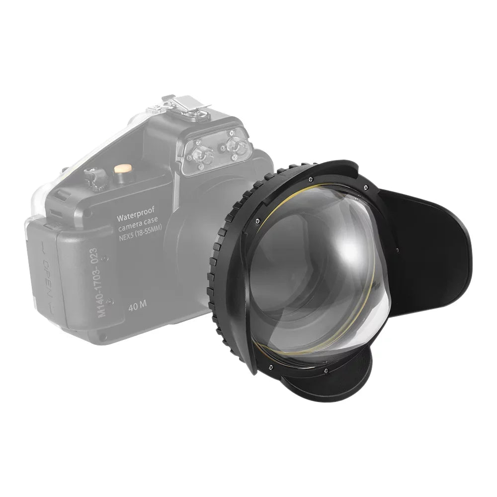 200mm Camera Lens 60m/ 67mm Shade Underwater Waterproof 197ft Adapter for Camera Port Round Cover MEIKON Case Wide Housing Fisheye Diving Dome Angle