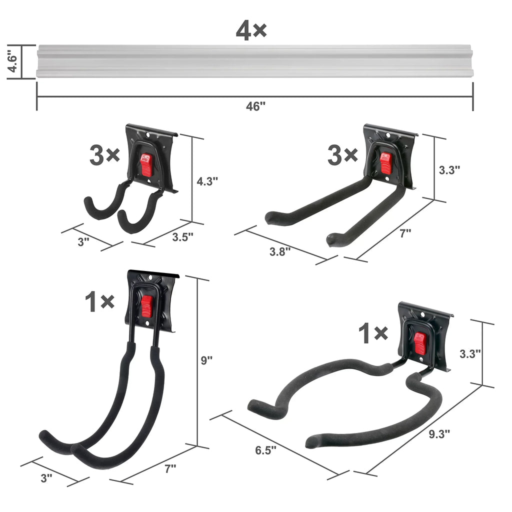 Snap Kit Quick-Release Tough Rail Garage Organizer System 12-Piece Hyper