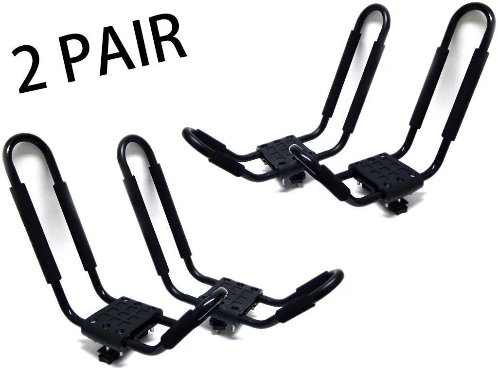 Kayak Rack Bar pcs J 4 Carrier Top Car 2 Truck Boat Tie 4 Canoe Van Roof Down Pairs Mount PCS Cross Universal = with FDB SUV Straps