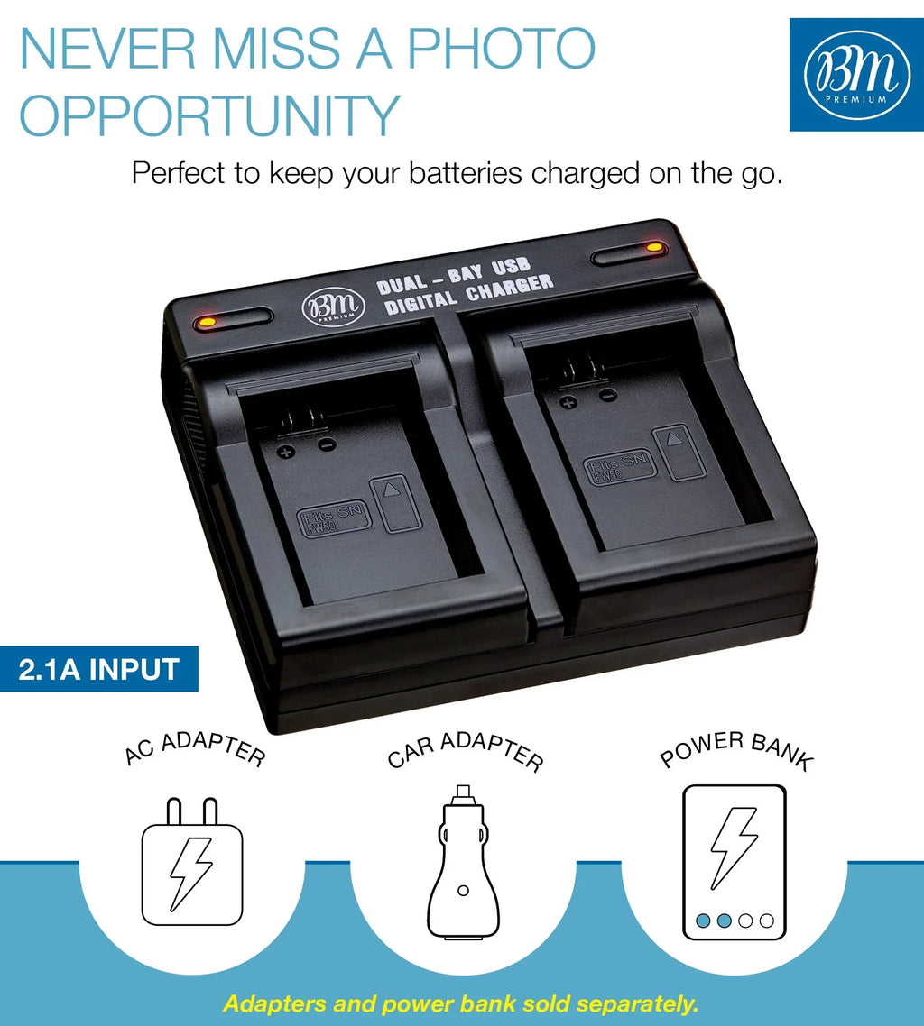A7s III, for II, a7R DSC-RX10 BM 2 II a6000 Sony a6300 a6400 A7 a6500 II IV Cameras a7 and A6100 a5000 NP-FW50 7 Dual Charger Alpha a3000 Batteries