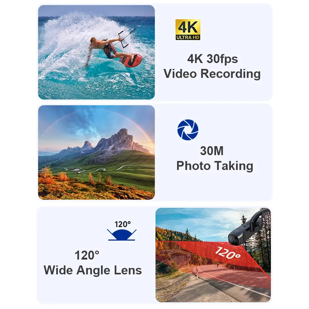 EP6 Recorder Video WiFi Wearable Camera Andoer Camcorder 4K Webcam 1080P Vlog Hands-Off Camera 60FPS Camera Camera FHD Head Mounted