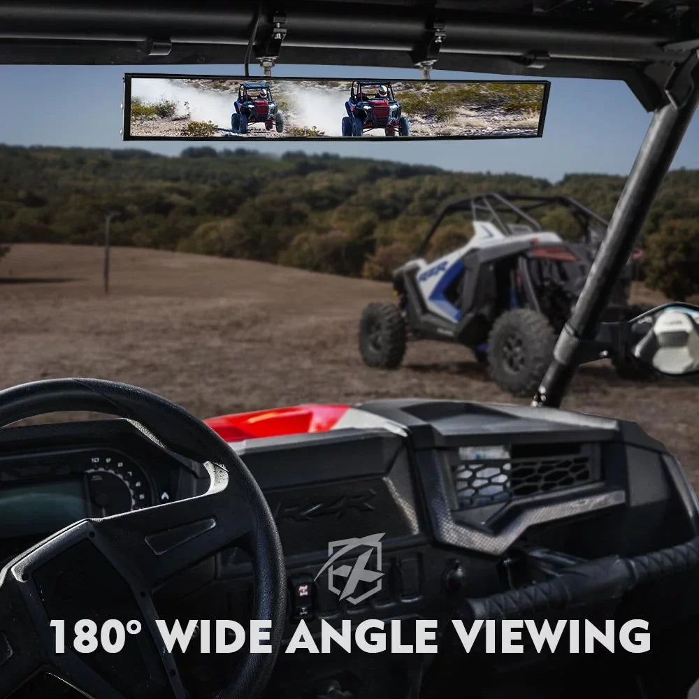 UTV 1.75"-2" Rollbars View Fits 17.5" Lights W/ Integrated Mirror Xprite Curved Rear LED
