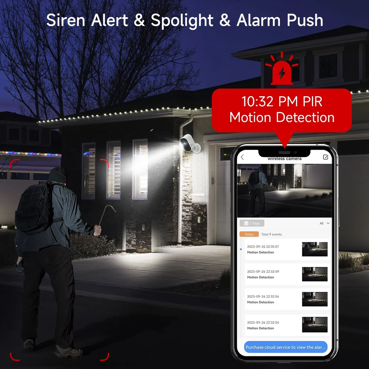 Wireless Camera Audio, 2.5K Camera Night Security 4MP Spotlight PIR Card 2-Way Powered WiFi, Outdoor, 2.4GHz with XVIM Detection Cloud/SD Waterproof, Security Home Vision, Battery Storage, Motion