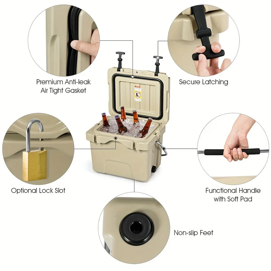 Leak-Proof Ideal for - Cooler Keeps COSTWAY & Camping Outdoor Durable 24 Chest, - Chilled Picnics Cans 16-Quart Ice