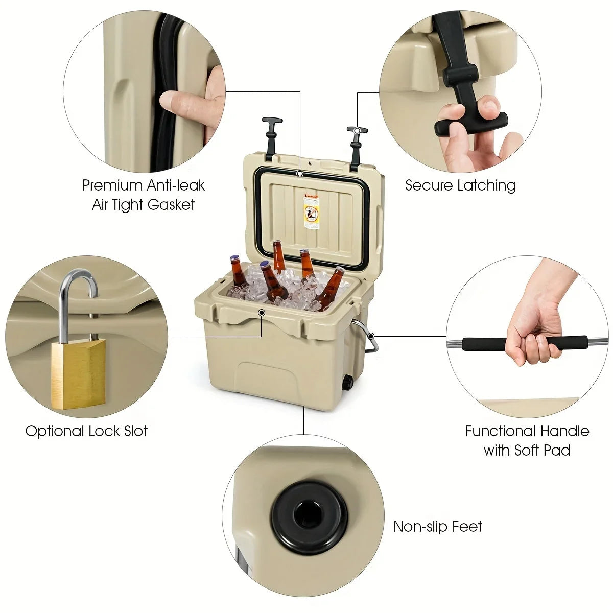 Leak-Proof Ideal for - Cooler Keeps COSTWAY & Camping Outdoor Durable 24 Chest, - Chilled Picnics Cans 16-Quart Ice