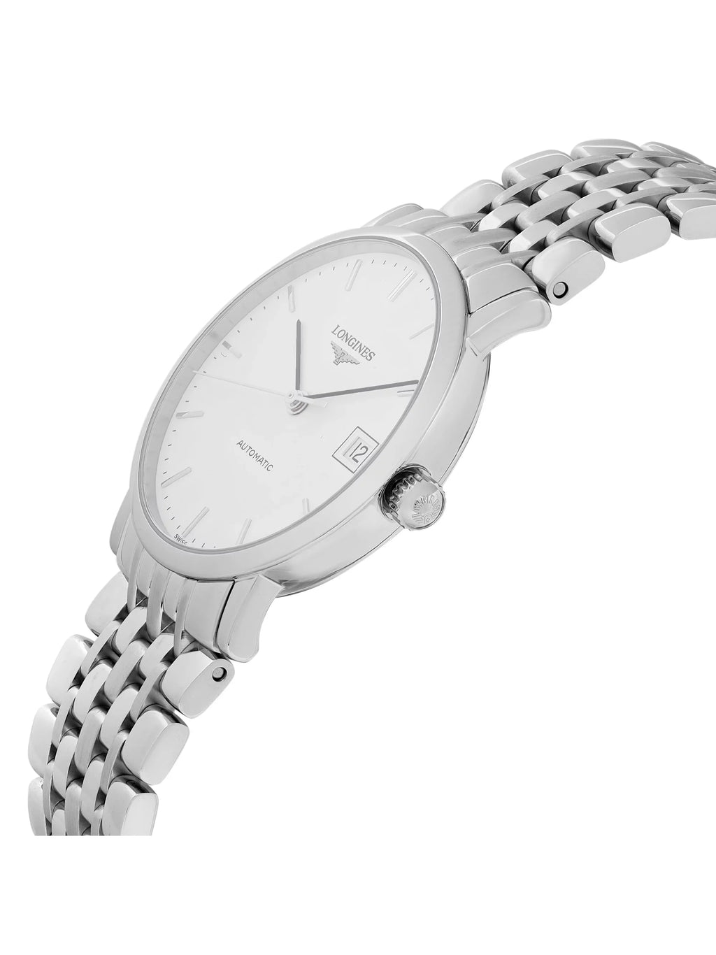 Dial White Steel Watch Automatic Elegant L4.809.4.12.6 Longines Stainless Ladies