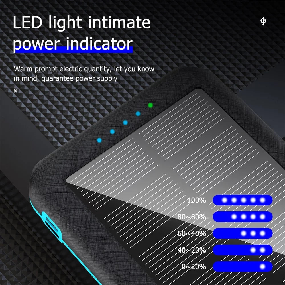 Capacity Large Lights Power 20000mAh Charger Bank Decor Mobile Supply Portable Solar Power Ponyta LED USB Dual Xmas 3 with