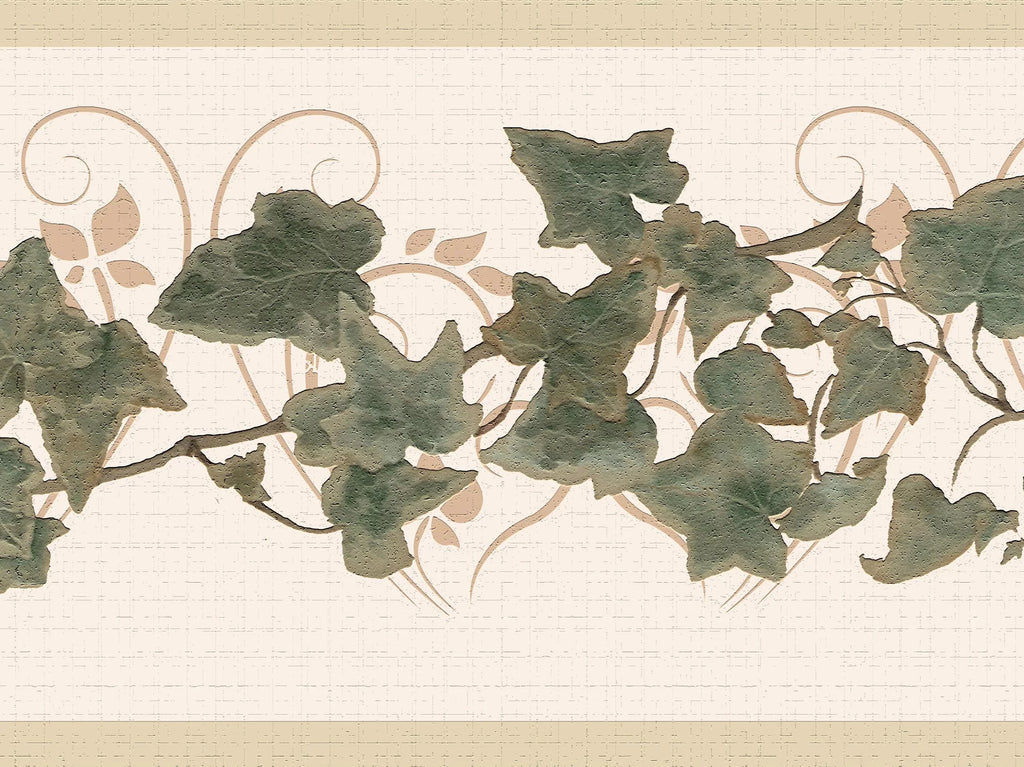 Leaves Self ft Design, - Stick Retro Green Vine x 7 Border 15 Peel Dundee Deco's and Wallpaper Wall Beige a Border Adhesive on in, Abstract