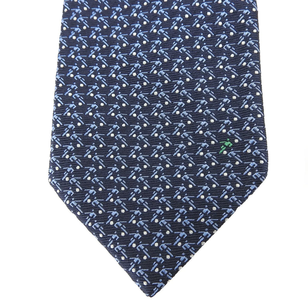 (Good) Necktie Pre-Owned Navy Blue Silk BVLGARI Men's