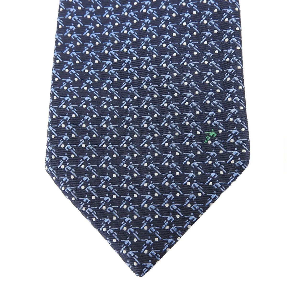 (Good) Necktie Pre-Owned Navy Blue Silk BVLGARI Men's
