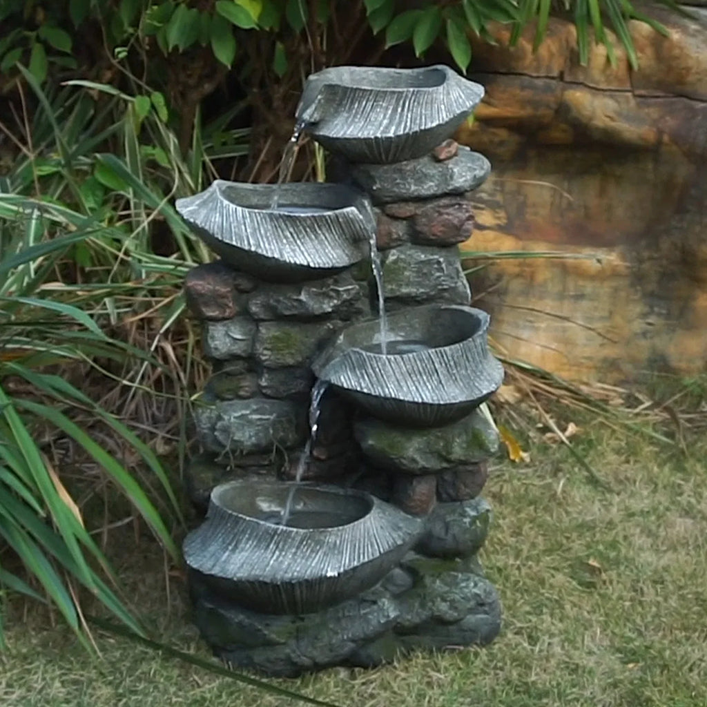 Water Fountain - Experience LED 1 Stone water of with the - cascading - Lights tranquility 35.2