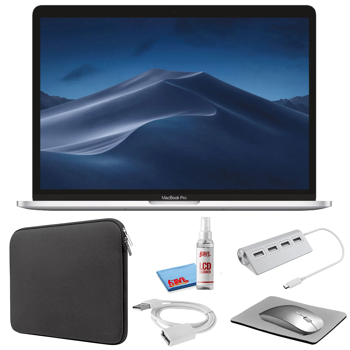 Zipper Laptop MacBook with - (Mid 2.3GHz, (Refurbished) + Sleeve Bundle 2018, Pro MR9Q2LL/A) Starter Kit Apple Kit SSD) (i5 13-inch Space Gray 256GB + Cleaning