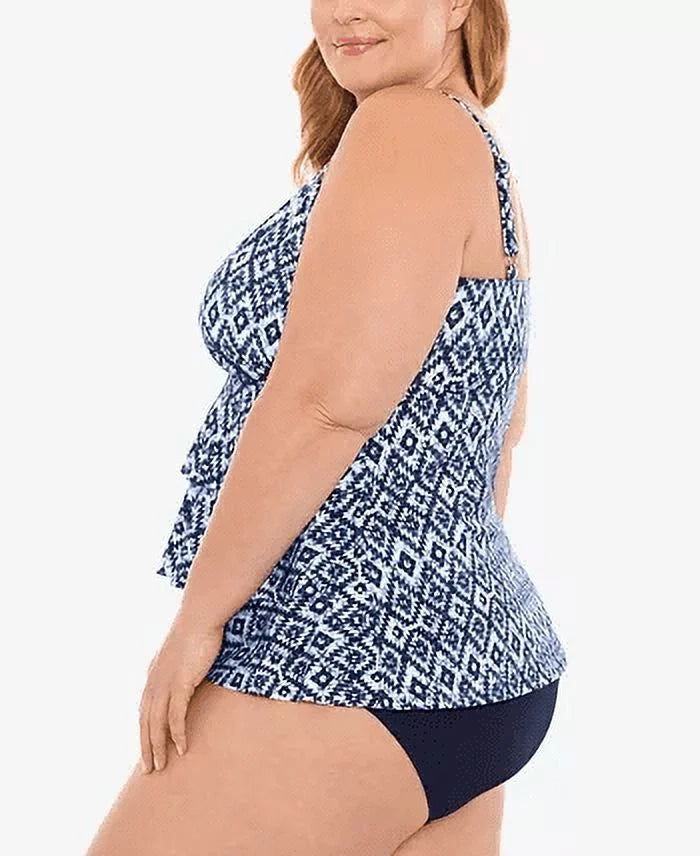 18W Triple Swimsuit Control Fauxkini One Women's Swim Size Blue Piece Tier Solutions Tummy