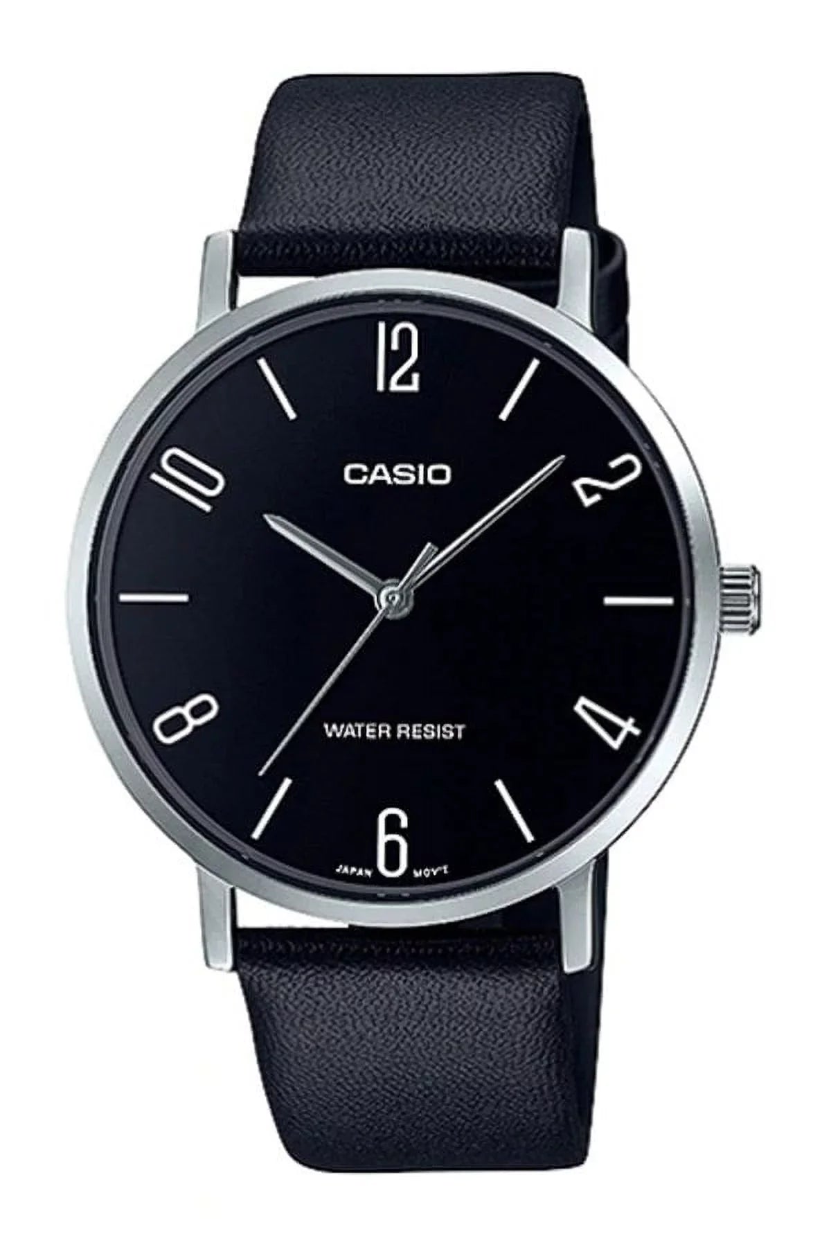 WATCH BAND LEATHER MTP-VT01L-1B2 CASIO BLACK GENERAL MEN