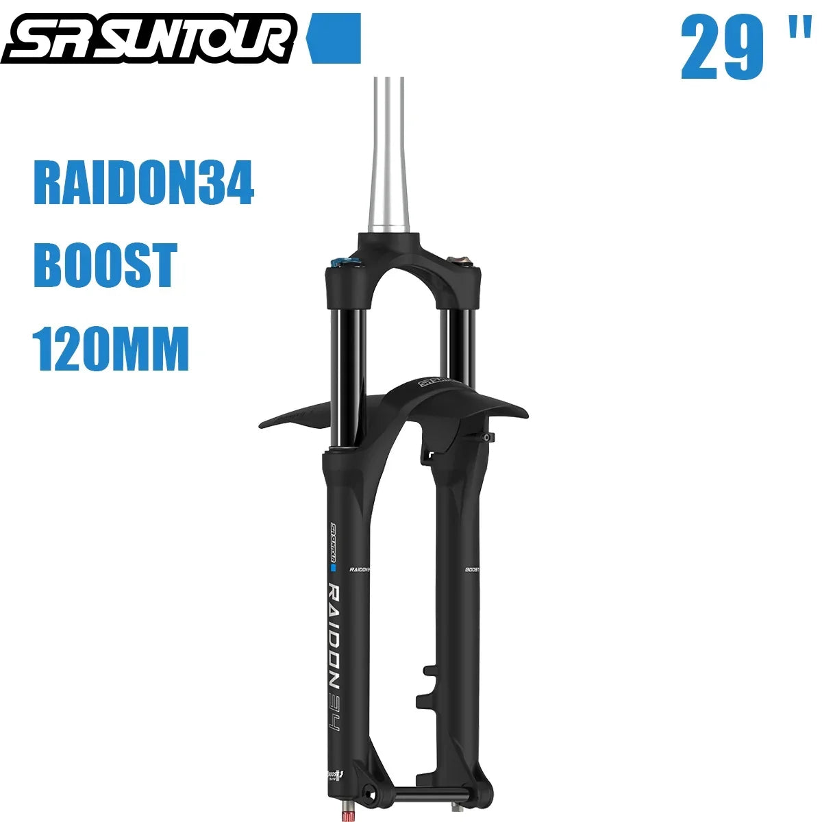 Fork (BOOST: (Manual) Air Bicycle RAIDON34 SUNTOUR 29" SR 110X15mm) Travel 120mm MTB Suspension Tapered