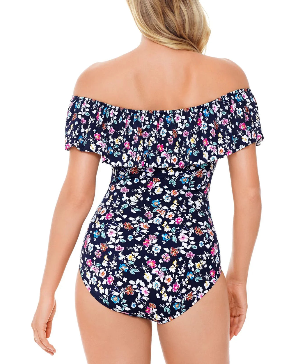 Womens Vintage Piece Swim 14 Floral Blue One Solutions Ditsy Swim