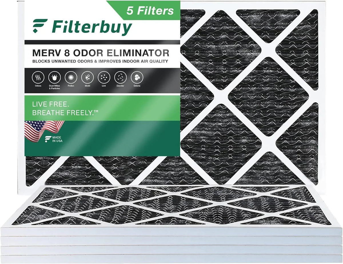 HVAC 8 14x25x1 Carbon Filters AC Odor Eliminator Air Activated Filterbuy Pleated MERV Furnace (5-Pack) with