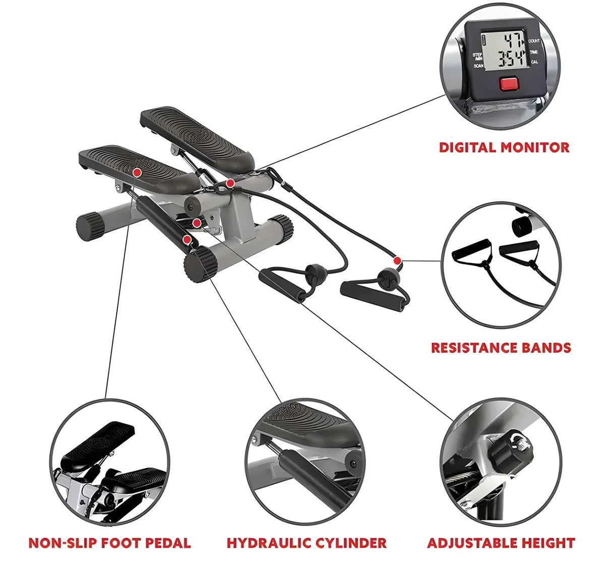 with Stair Exercise Equipment with LBS Steppers Home Home Fitness, for Workout Home, Stepper Mini Exercise Portable Loading at for Bands Stepper Stepper 331 Resistance Capacity,