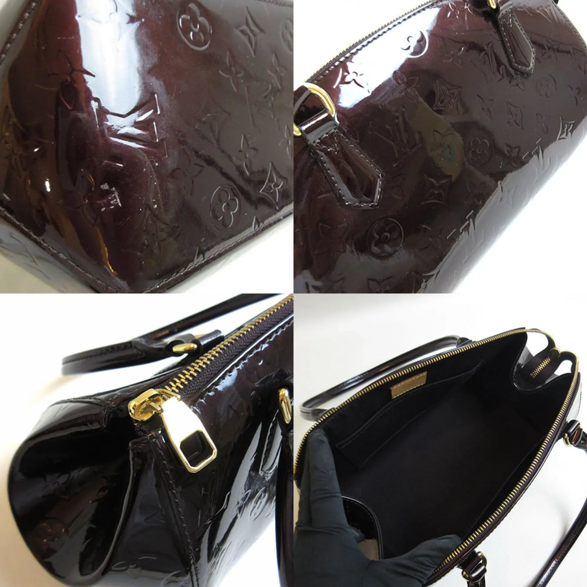 Louis LOUISVUITTON Amaranto Dark Sherwood (Good) M91493 Verni Handbag Semi-Shoulder Women's Monogram PM Vuitton Purple Pre-Owned