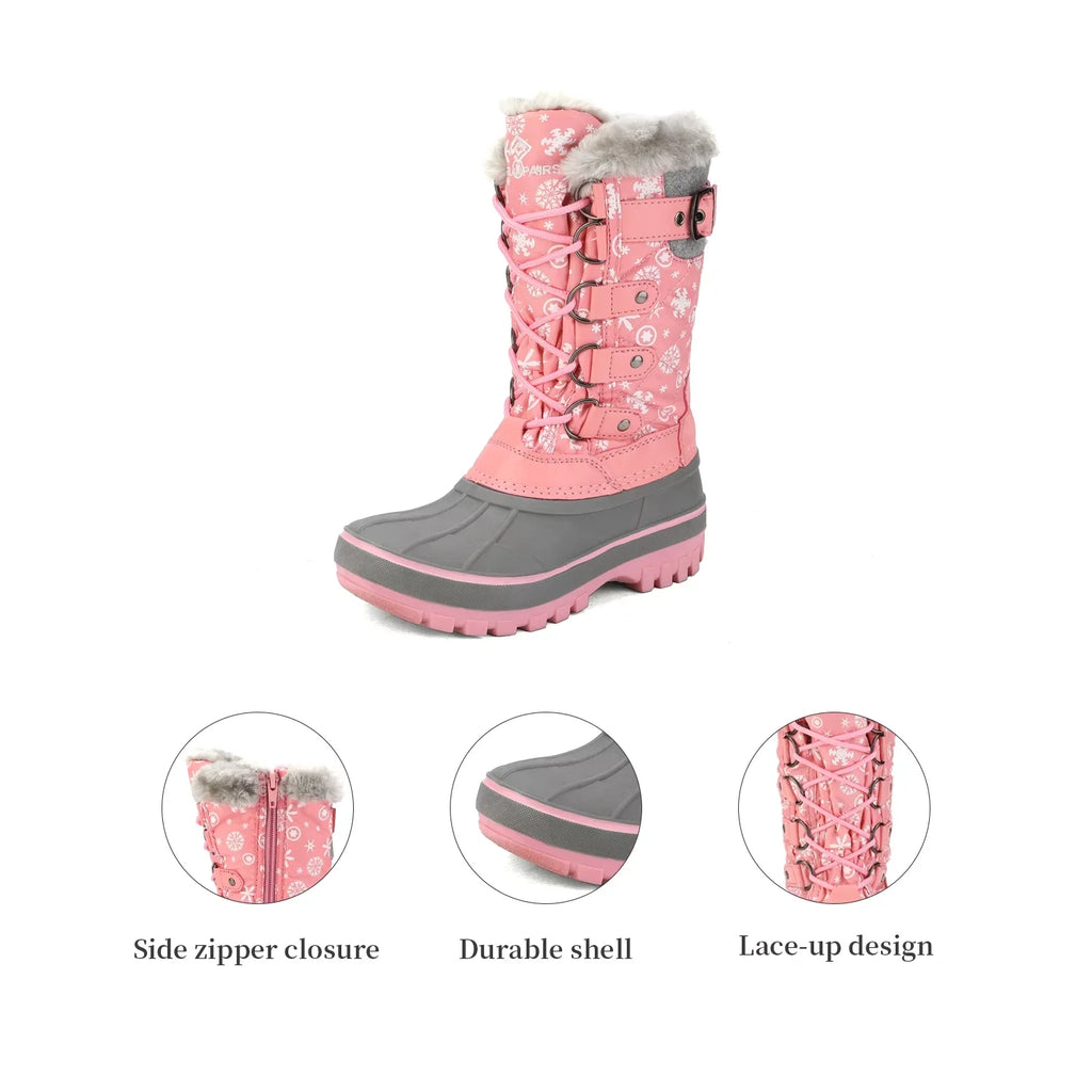Shoes Pairs Dream Up Boots 12 Boots Boys Waterproof Lace Ankle Winter Size KRIVER-1 Snow PINK Girls Warm
