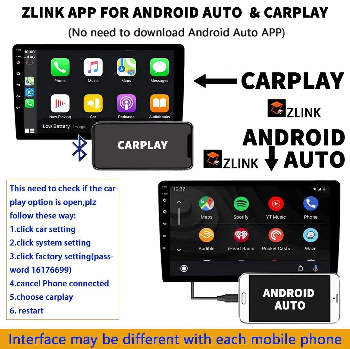 Touchscreen Double Binize Radio 9 Inch Navigation camera, Car Backup Apple control, Stereo 10 GPS Car Din CarPlay&Android with Compatible Auto Bluetooth,SW Android with