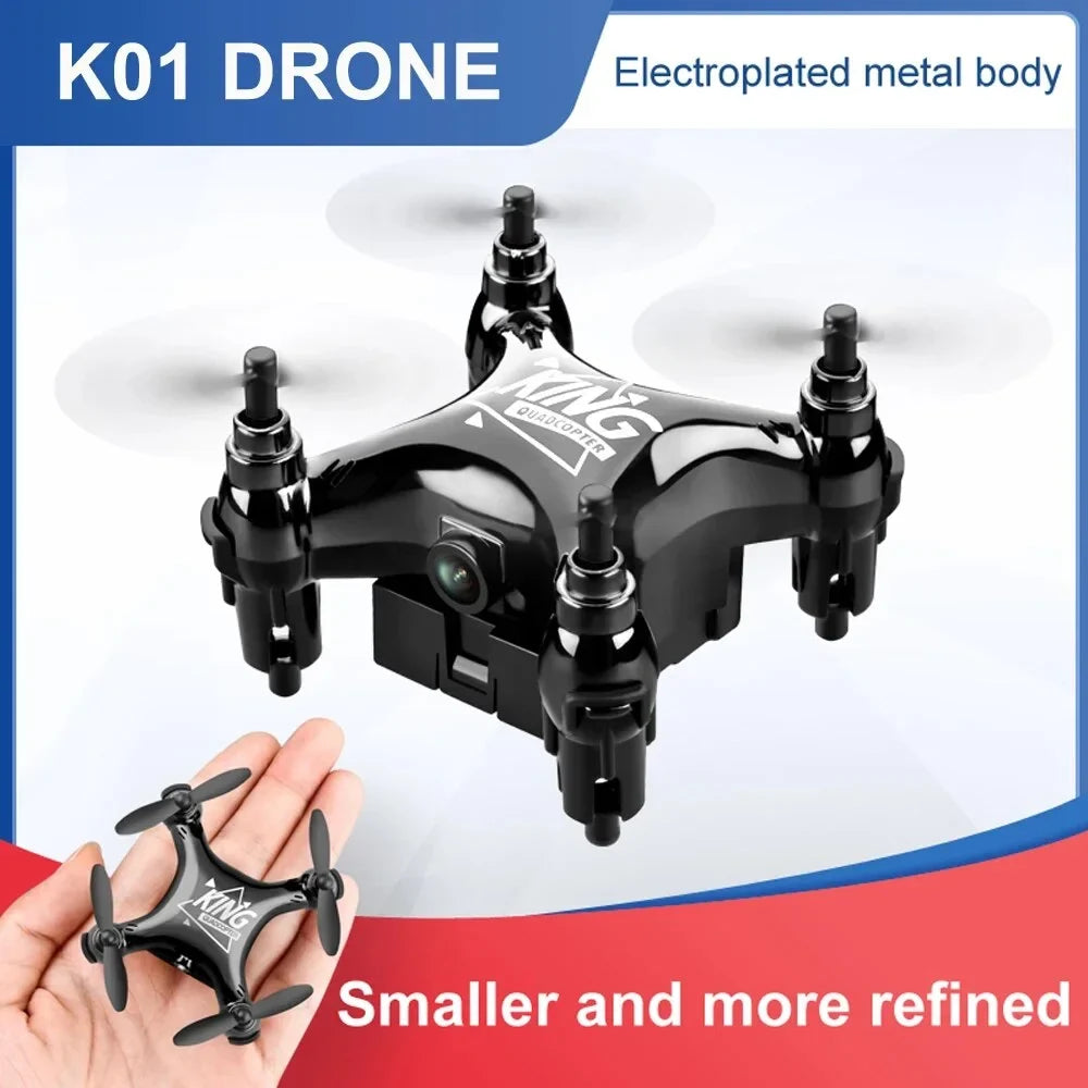 RC 2pcs Drone Gift Beginners Mini Drones Toys for and Landing Kids,RC for Foldable Quadcopter Aircraft Click and Batteries,Headless Suitable Camera With Take-off One K01 HD