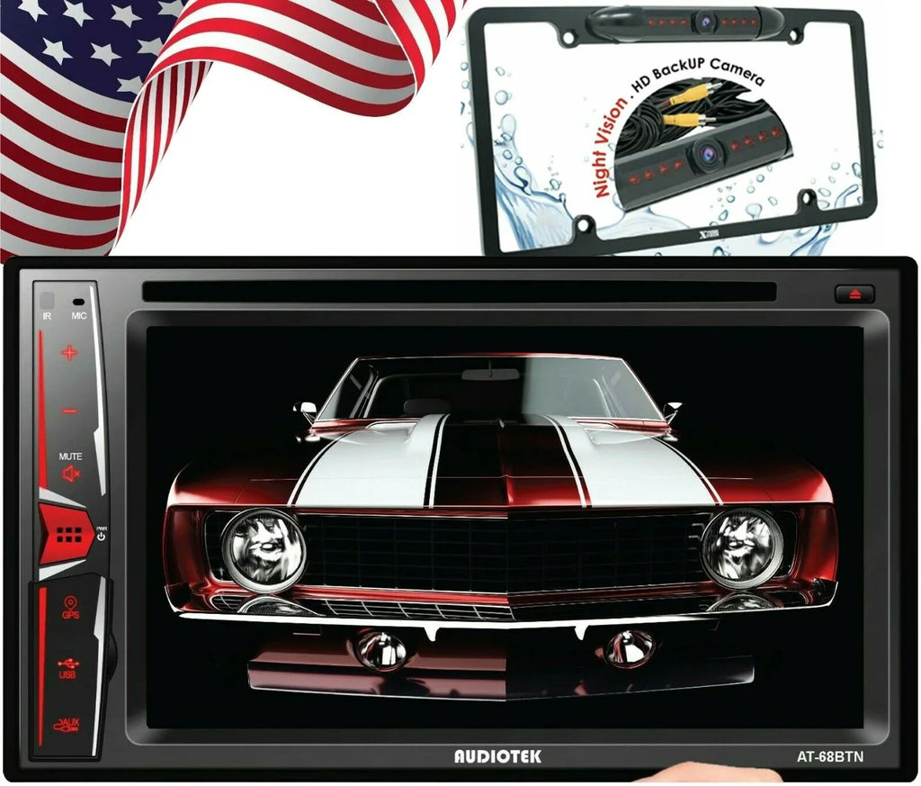 AT-68BTN Link+ License Bundle Rear 6.2" Touch Audiotek Camera Plate Mirror Radio Screen