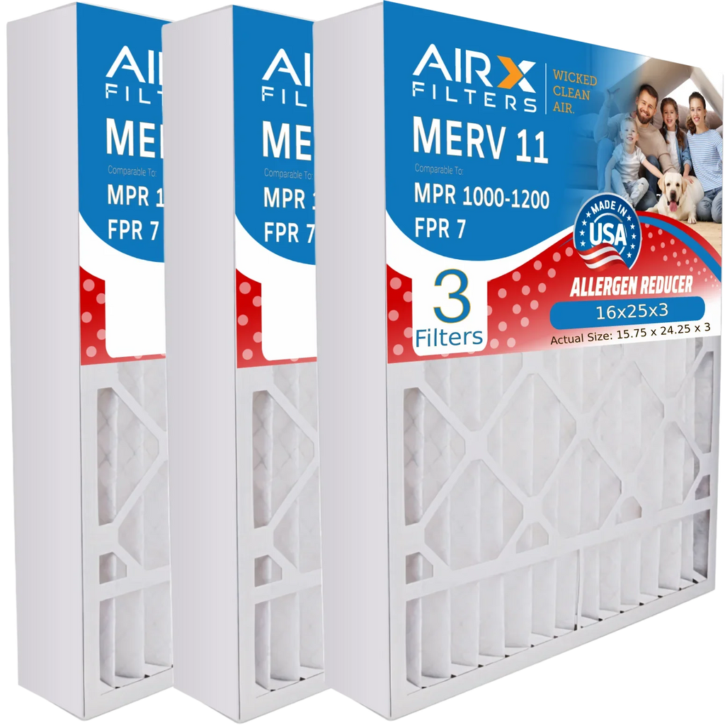 Compatible MERV Filter Lennox MPR by 16x25x3 11 Air Pack16x25x3 Comparable WICKED AIRX FPR 1200 FILTERS with Filter MPR 1000, AIR. 7 Air 3 & to X0581 CLEAN