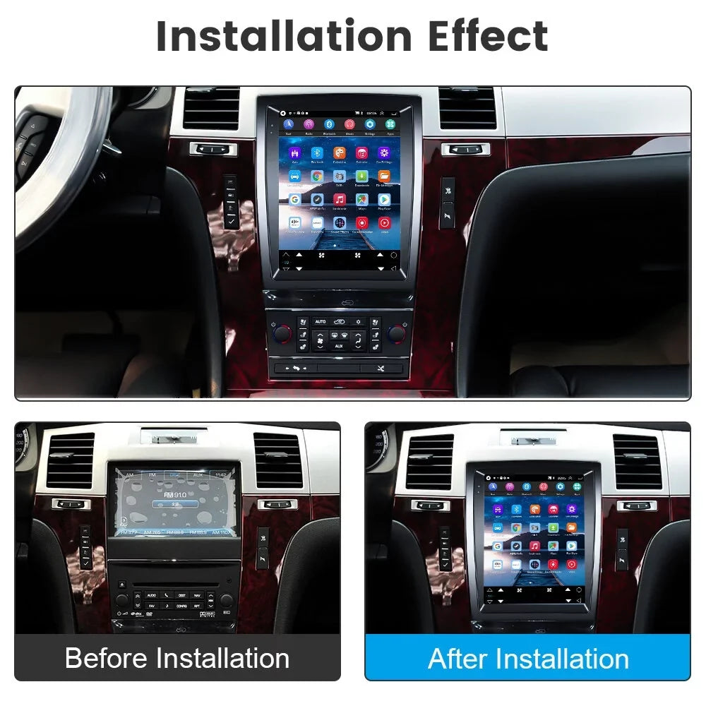 2007-2012 Cadillac AHD Auto GPS for Backup Radio Carplay Touchscreen Android Car 9.7'' Camera SLS/Escalade Android WIFI Stereo USB, Podofo 2+32G Wireless FM Bluetooth