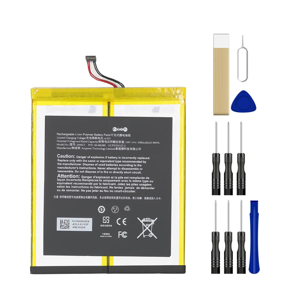 9th Release Battery A2110 2019 For Tool 2955C7/26S1015 HD 10 Gen Replacement Fire M2V3R5 Amazon