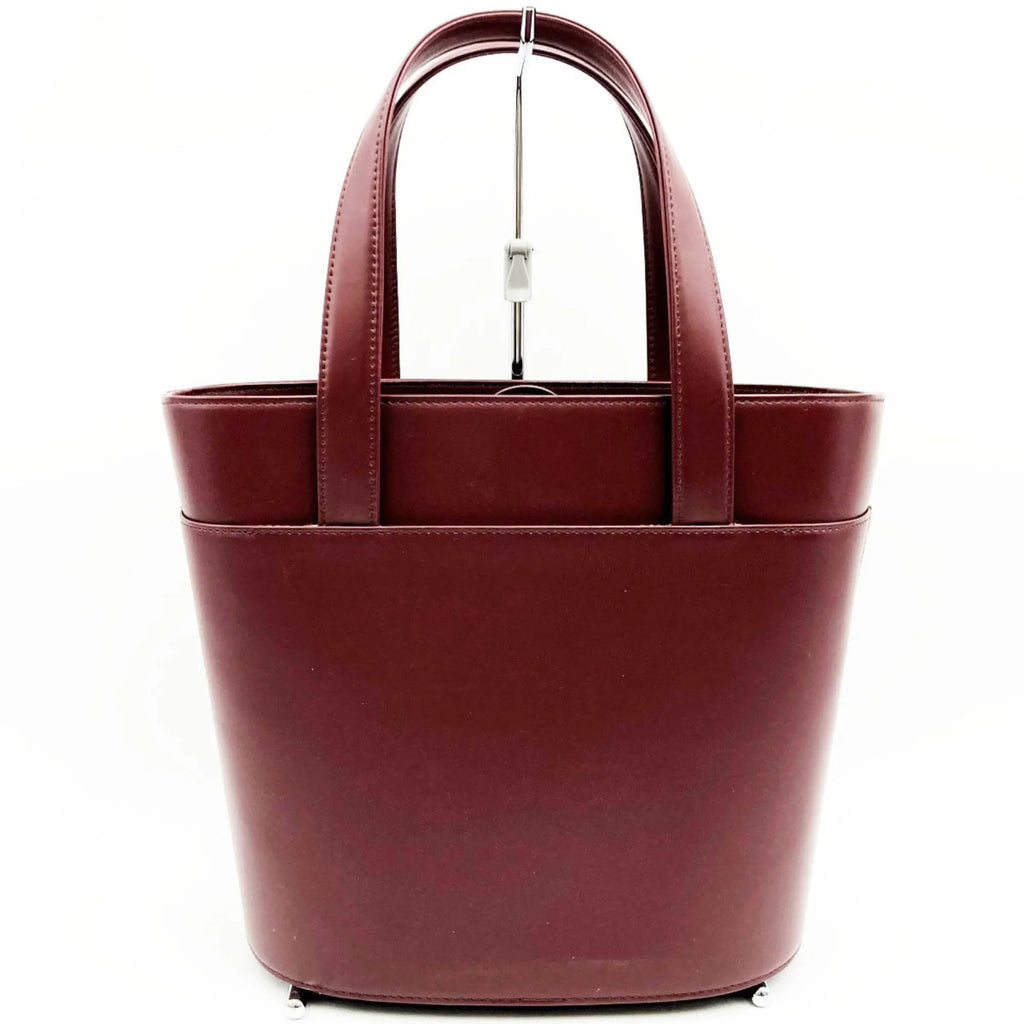 Fashion Leather Pre-Owned Bordeaux USED Ladies Tote Burberry Nova Check Bag Red BURBERRY Handbag (Good) Formal