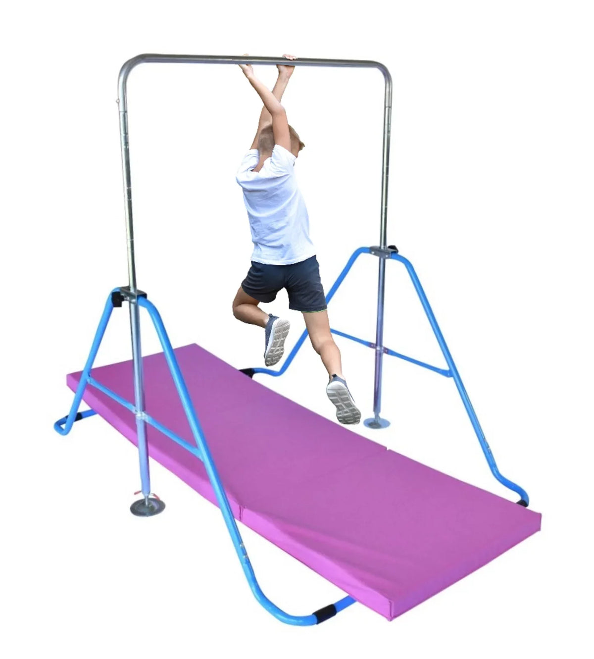 for Bars Bar Monkey Training Mat Expandable Bar Folding Kids Blue Climbing Gymnastic Bar Height Kip Horizontal Tower Gymnastics with Fitness Kip Adjustable