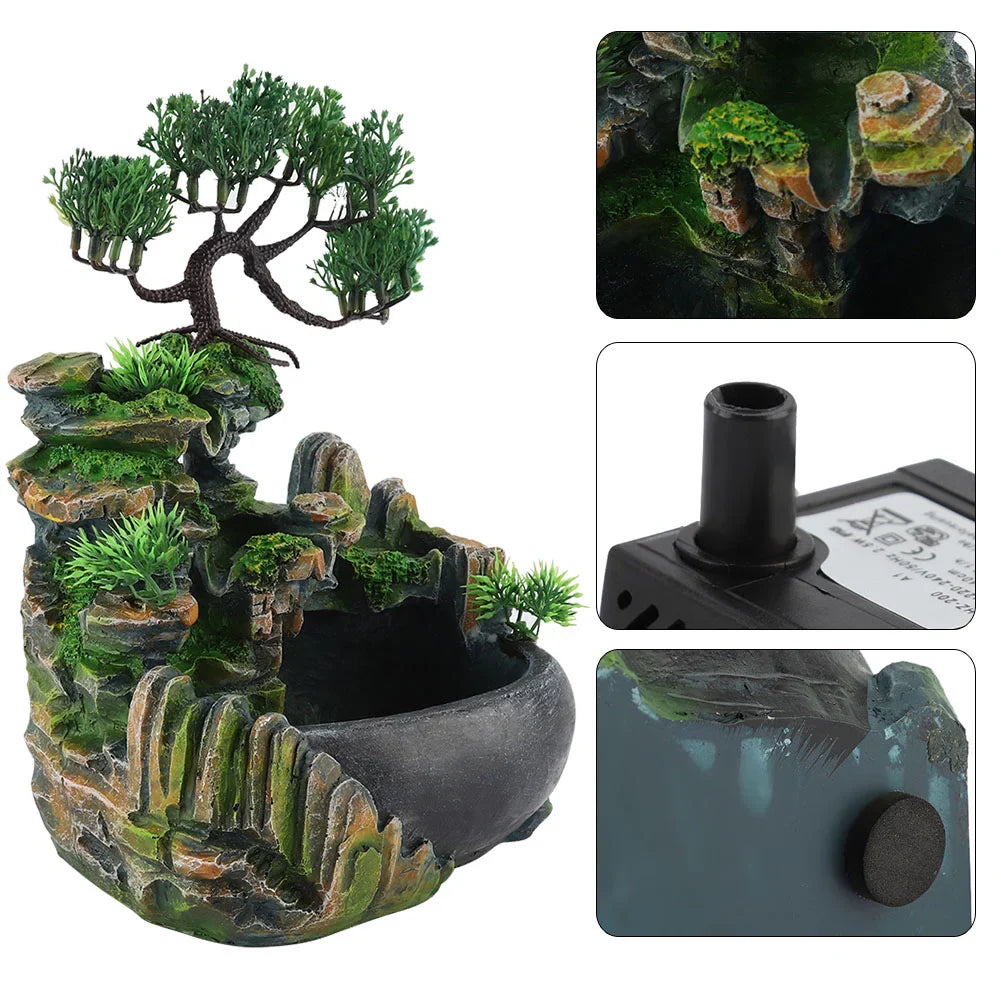 Waterfall Fountain 220V Desktop EU Zen Mini Waterfall Meditation Plug