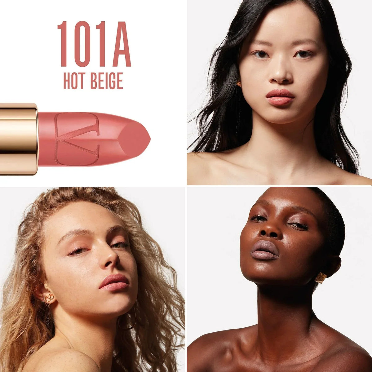 Valentino 101A - Valentino Beige Pigment Lipstick Rosso Hot pink Refillable High soft nude -