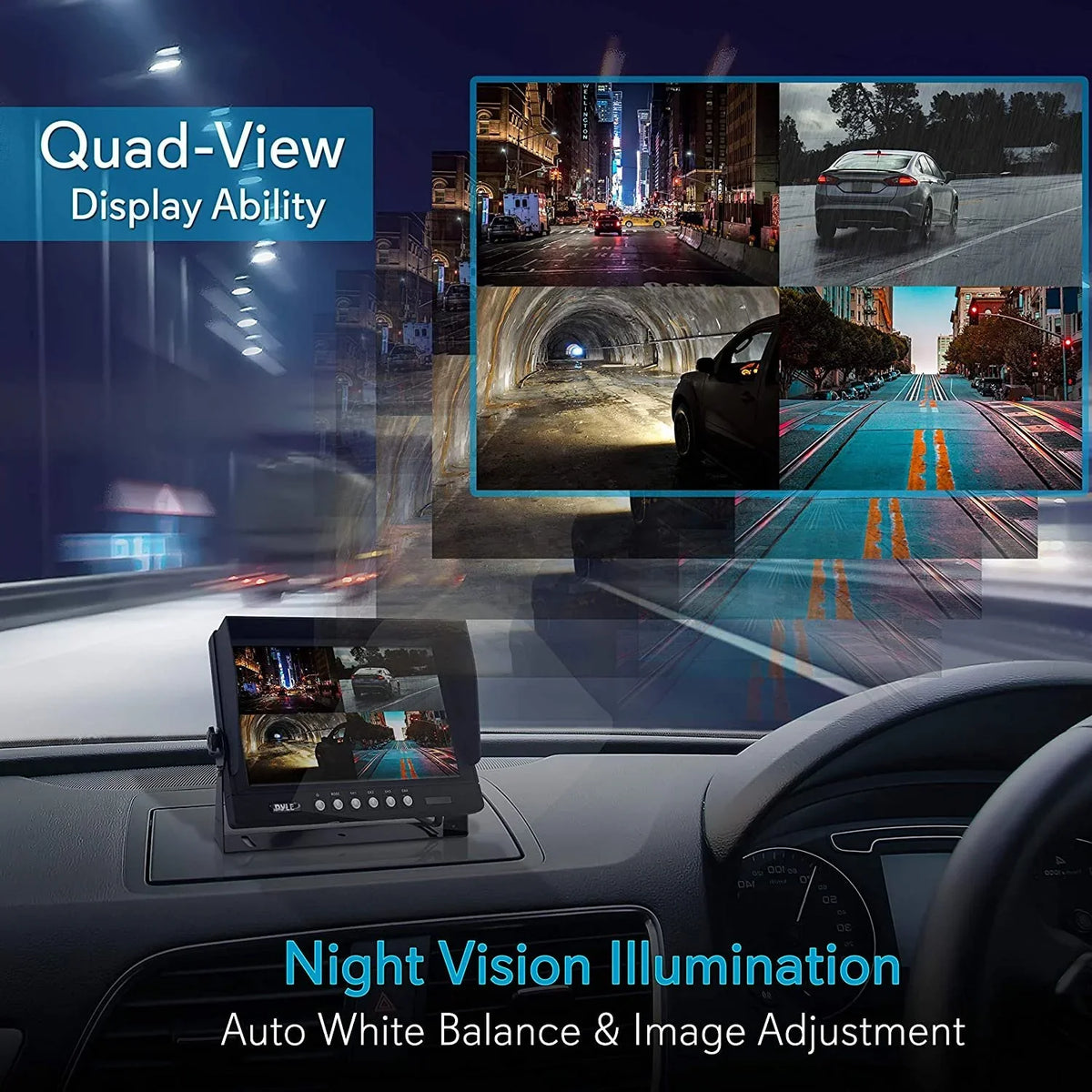 Up Truck Recorder, - DVR Car Dual Tilt-Adjustable, Vision, Monitor, Video Parking Kit Camera View w/ Mount Pyle Back LCD Backup Rearview Universal Night System Rear PLCMTRDVR47 - Vehicle Reverse 9