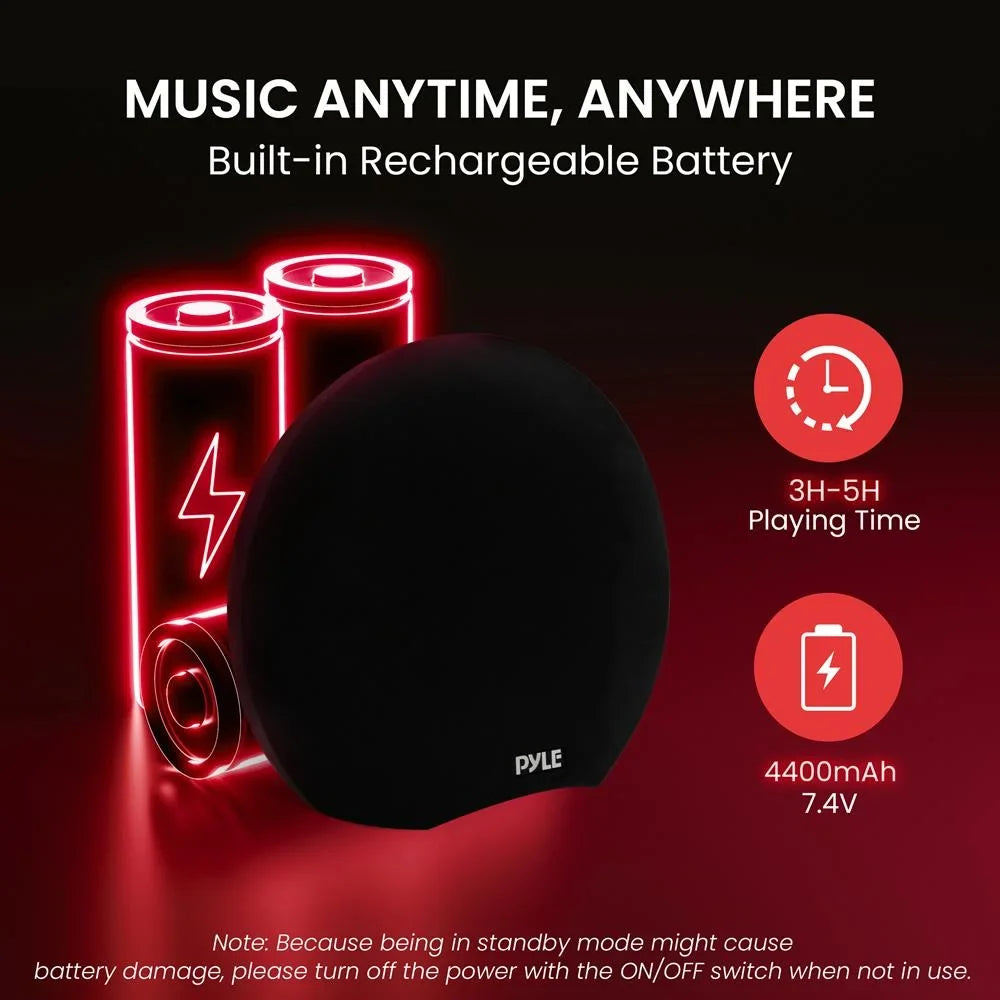 Speaker Pyle Power, Streaming Portable Waterproof Bluetooth Music 280-Watt Wireless Max Output