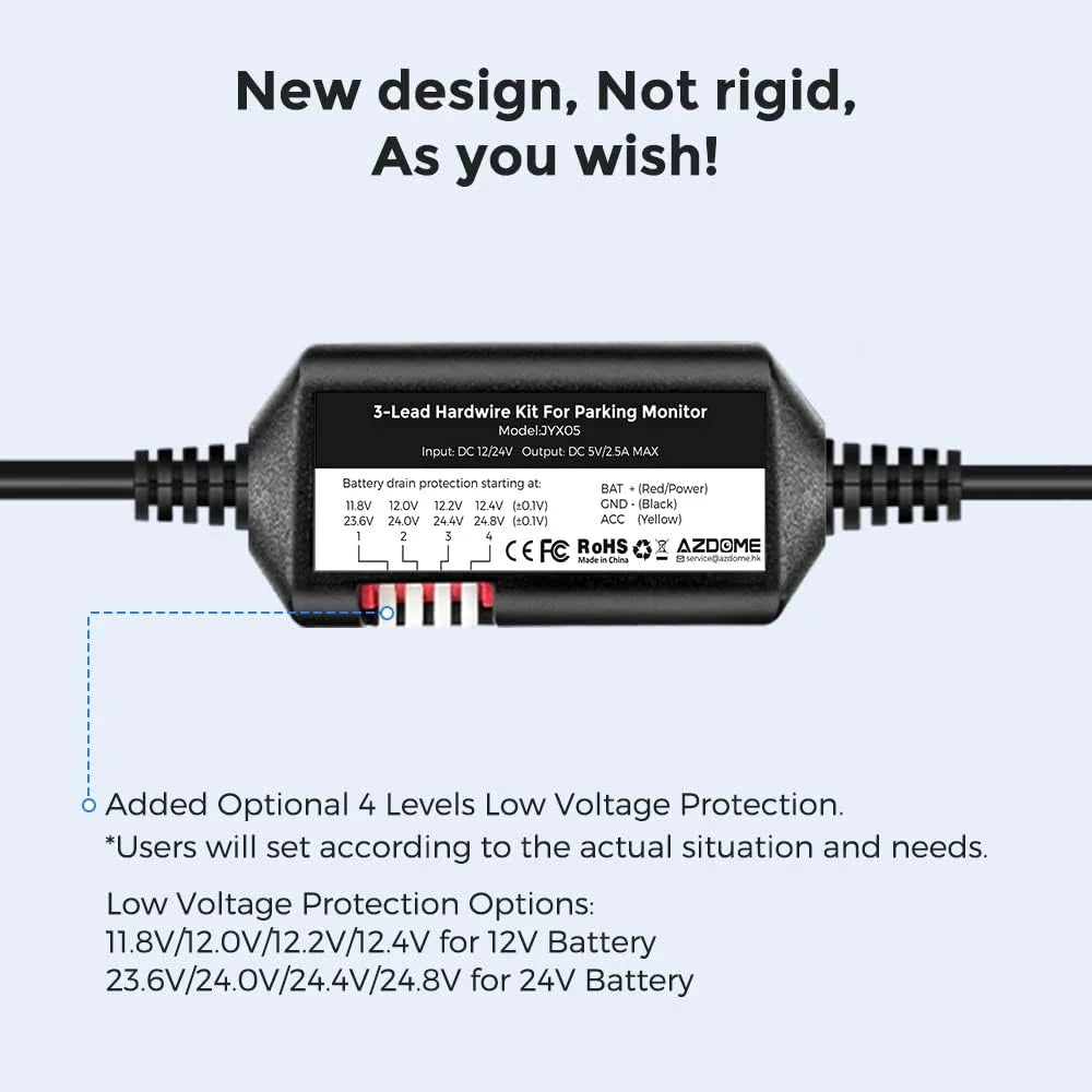 M560-3CH Hardwire M330 for AZDOME Hard Dash M27 M580 Kit, Dashcam, USB PG19X PG16S-3CH Cam Kit Wire Type JYX05 C