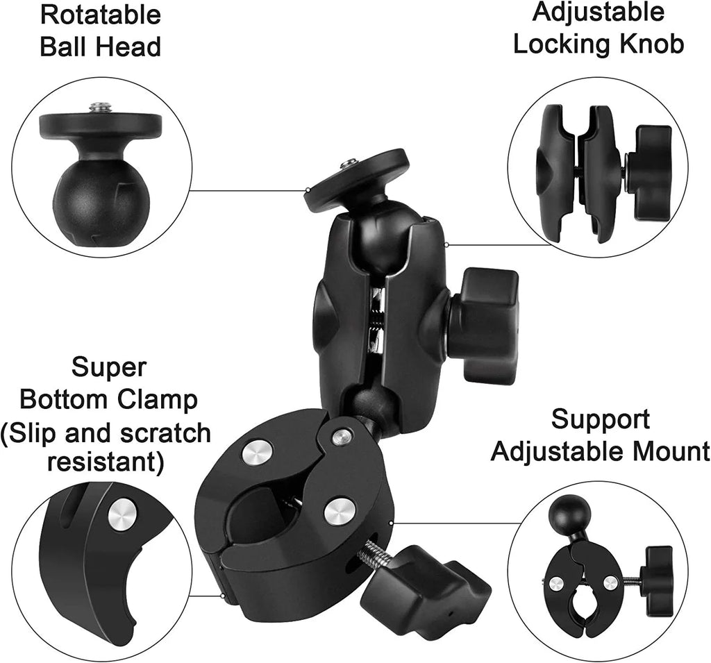 AKASO Clamp Head Taisioner Ball Gopro Accessories GoPro Double Arm Super Socket 1/4"-20 Camera DJI Adapter for Mount