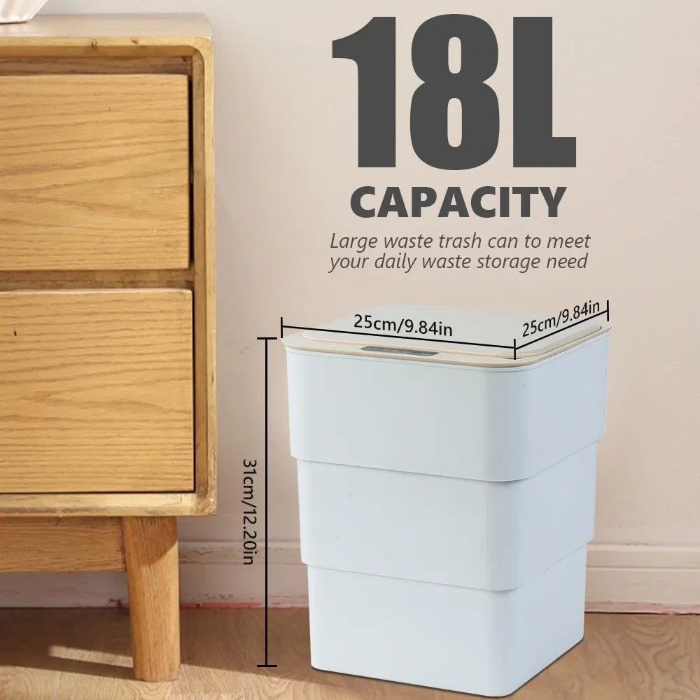 Office, Can, 18L/4.8 White Bathroom, Holdpeak Automatic Garbage Mode Aromatherapy Gallon Kitchen, Touchless for with Folding Can Trash