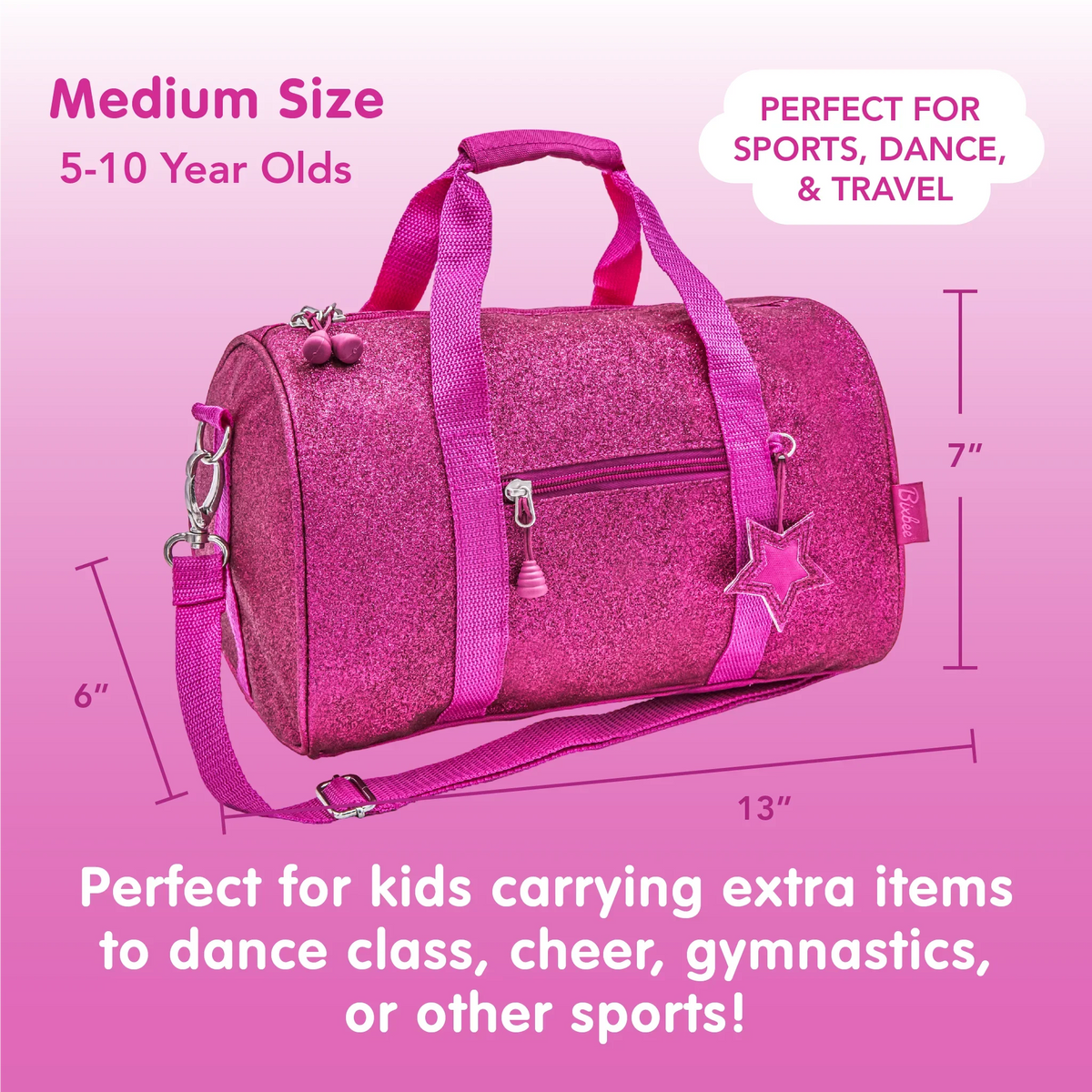 Sparkalicious Bixbee School and Sports, Bag Small, Large, and Kids Dance, Medium Pink Duffel for