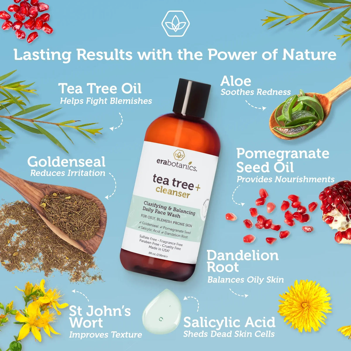 8oz Cleanser Era Organics and Tree Oil Tea Wash Body Face