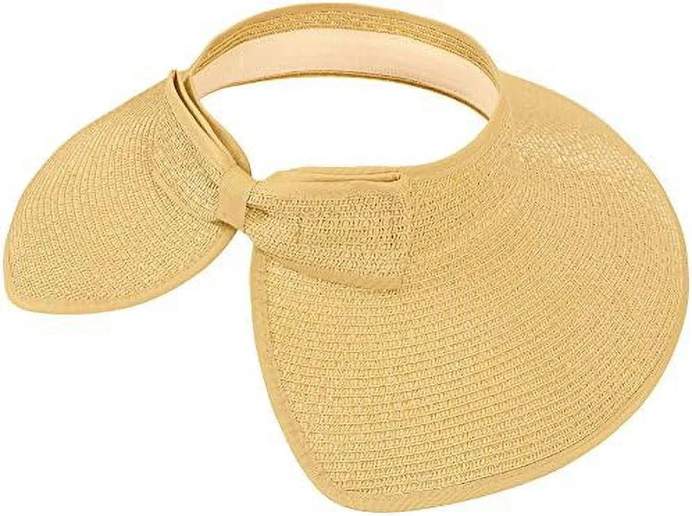 Visor Brim Roll Hat Straw Ribbed_Beige Up Sun Wide