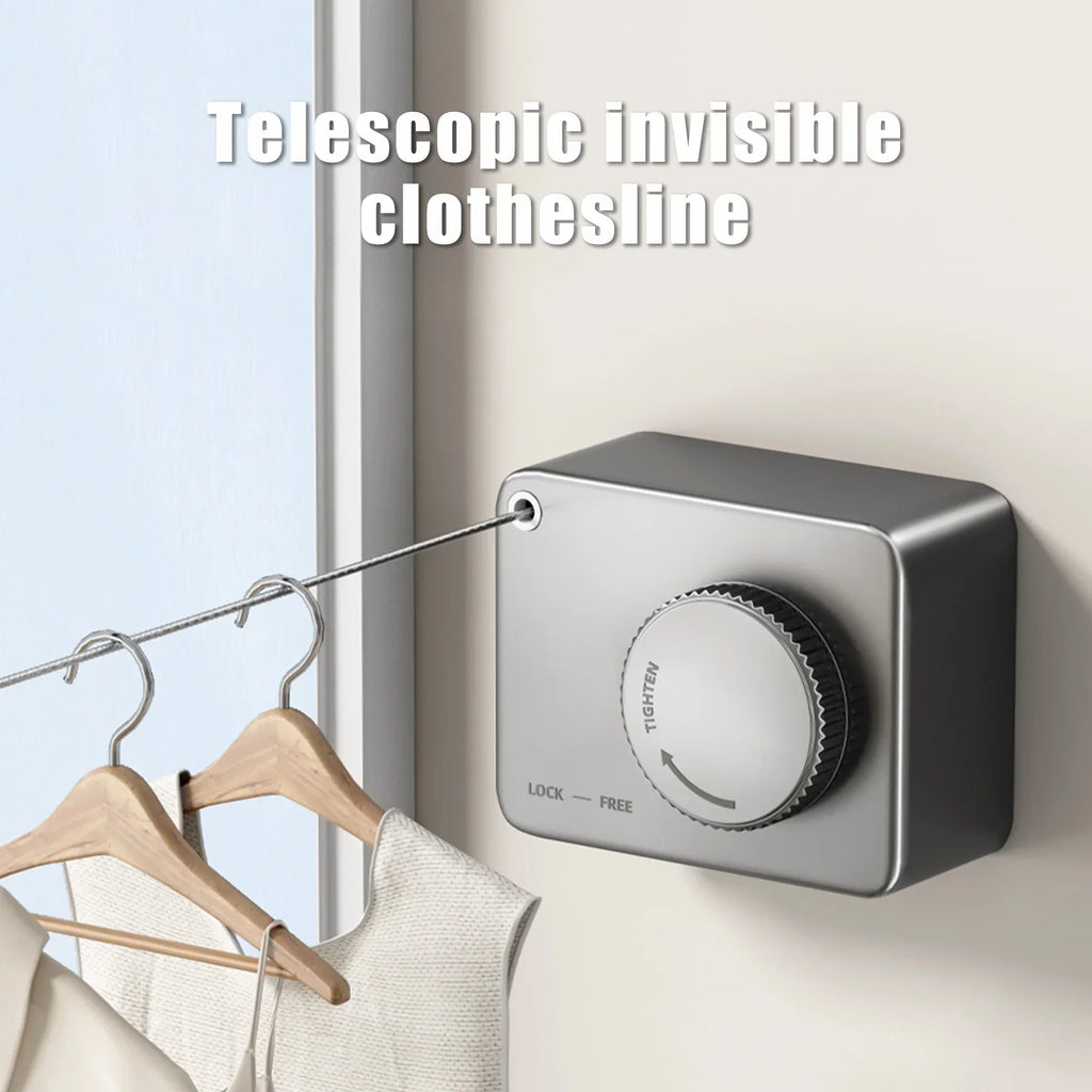 Drying - Mounted Wall Indoor, Racing Clothes feet Stainless Steel 15.1 Outdoor Droop Heavy Rope Ryanstar Clothesline Duty Retractable Retractable Gray Clothesline Laundry Clothesline Adjustable